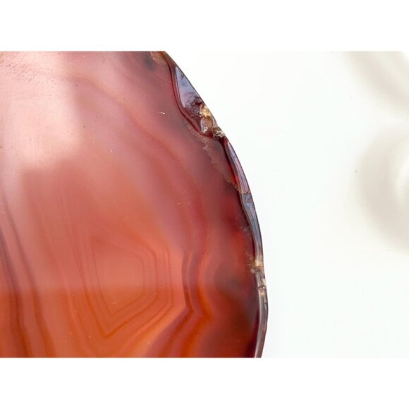 Brown Sliced Agate Stone Freeform Shaped Large Silver Toned Vintage Pendant - Picture 7 of 14